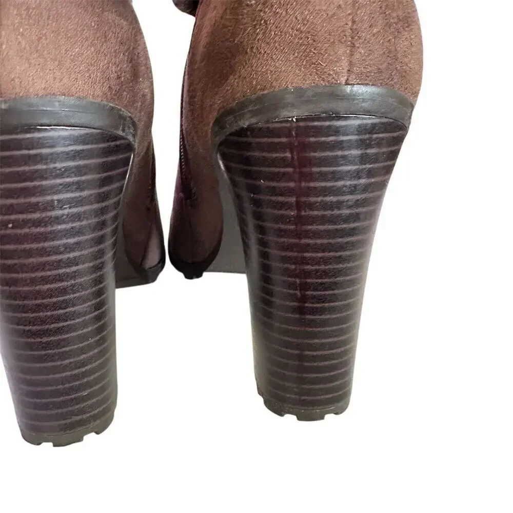 Leila Stone Jarae Women's‎ Brown Ankle Bootie Heel Size 8.5 Casual Block Heel - Picture 8 of 12